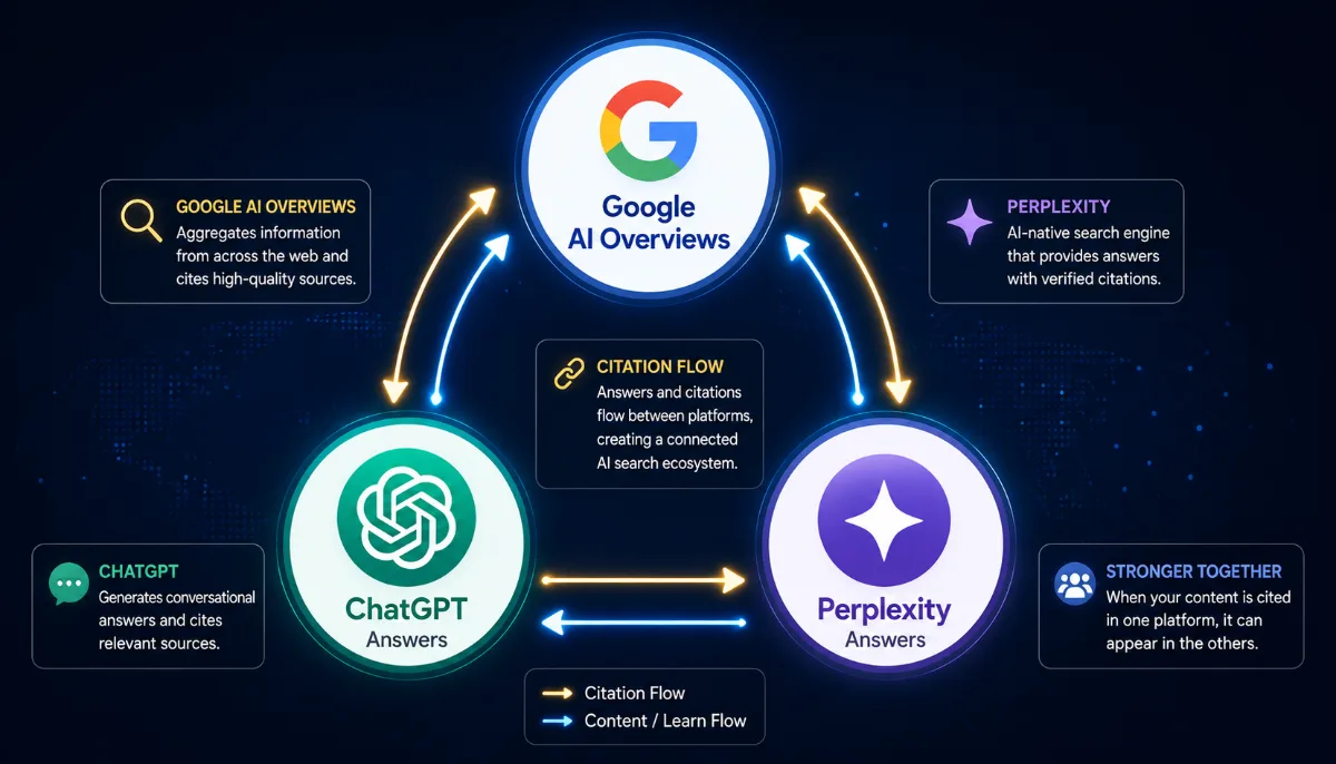 AI Overviews vs ChatGPT vs Perplexity: How to Get Cited in 2026